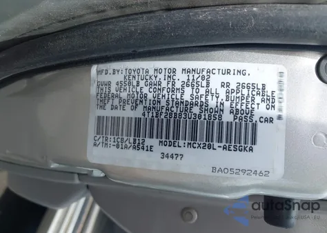 2003 Toyota Avalon Xls из США, поврежденный, VIN 4T1BF28B83U301858